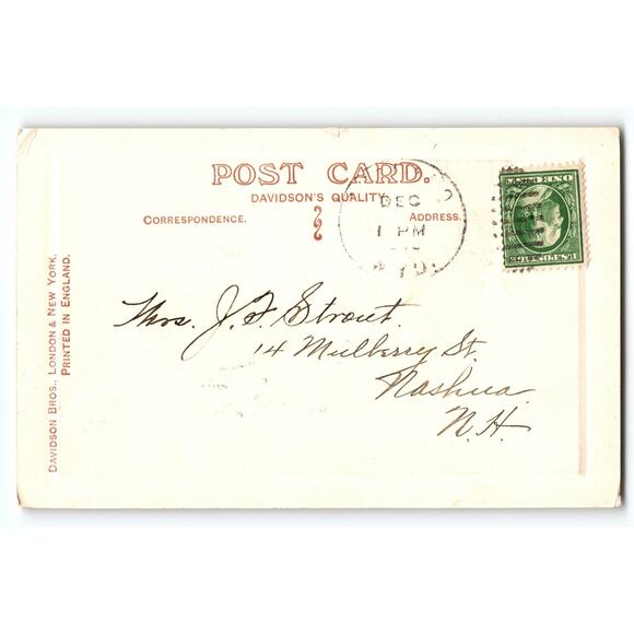 Vintage Christmas Postcard With All Kind Thoughts Winter Scene - Picture 2 of 2